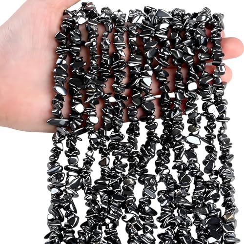 Image of 5-8mm Black Hematite Chips Natural Chip Stone Beads for Jewelry Making