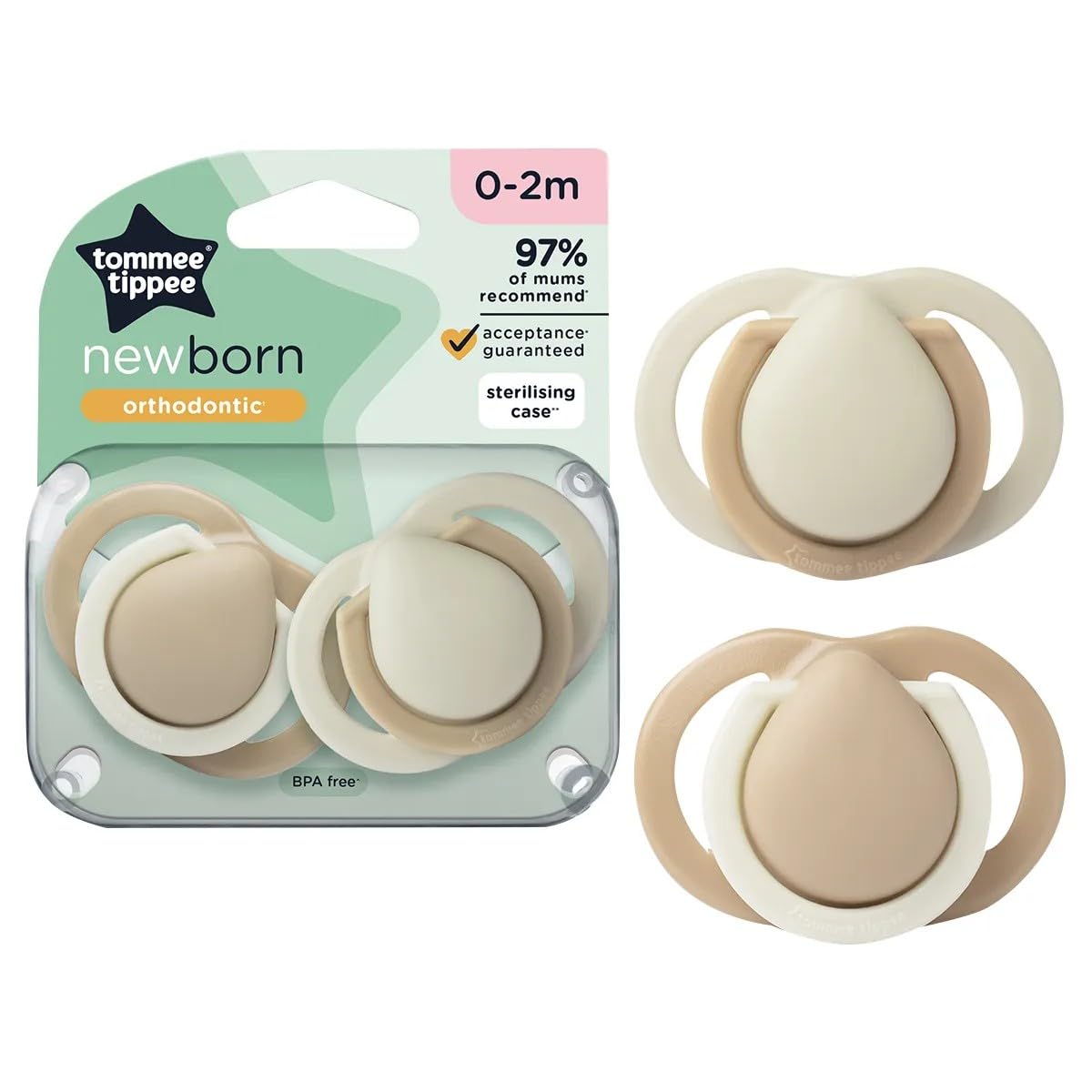 Tommee Tippee Newborn Soothers 0-2 Month 2 Pack