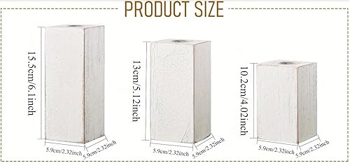 Miniatura 7 de Portavelas de madera, 3 unidades, estilo rústico de granja, soporte para velas con base plana para decoración del hogar, centro de mesa