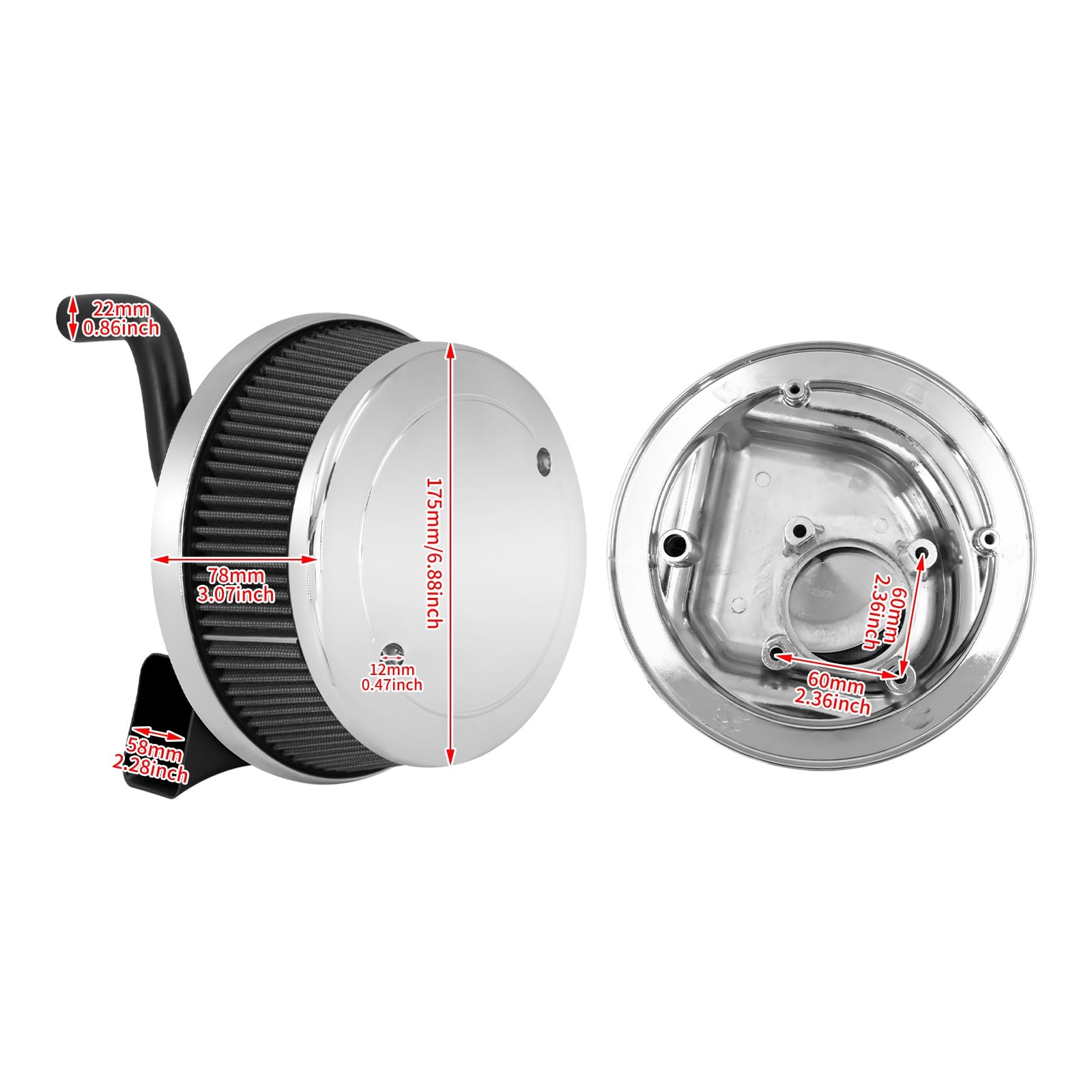 filtr powietrza do motocykla Motocykl CNC filtr powietrza Pasuje do indyjskiego wodza Dark Horse Classic Springfieid Vintage 2014-2021(Chrome Air Cleaner)