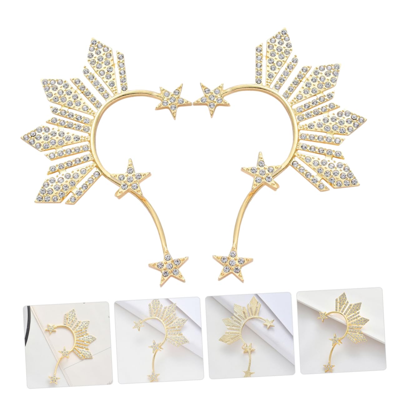 4pares Pendientes De Para Mujeres Pendientes De Orejeras De De Rhinestone Elegantes