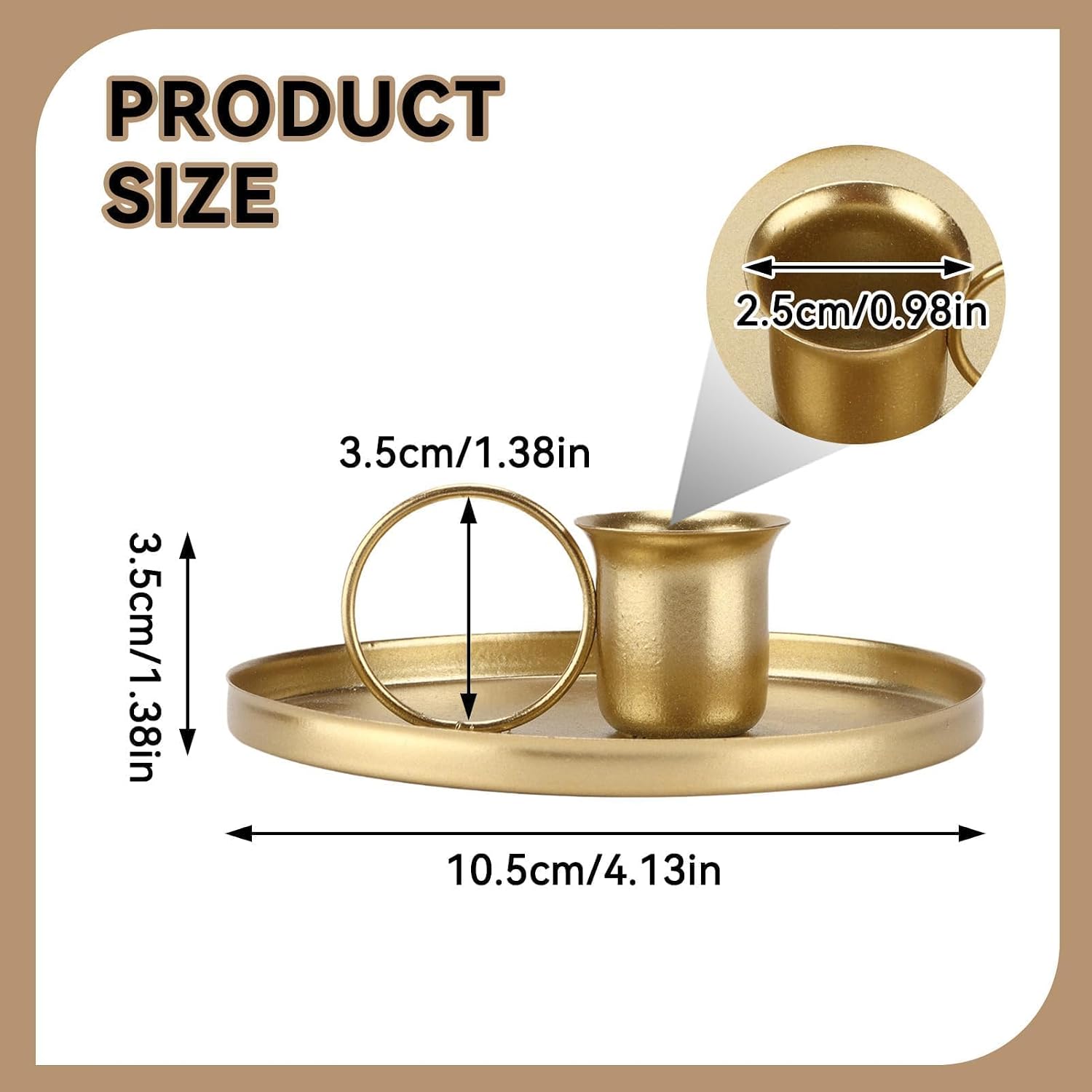 2Pcs Metal Taper Candle Holder, Toothbrush Travel Container Candle Holders for Candlesticks Retro Iron Taper Candle Holders with Handle Emergency Candle Holder(Gold)