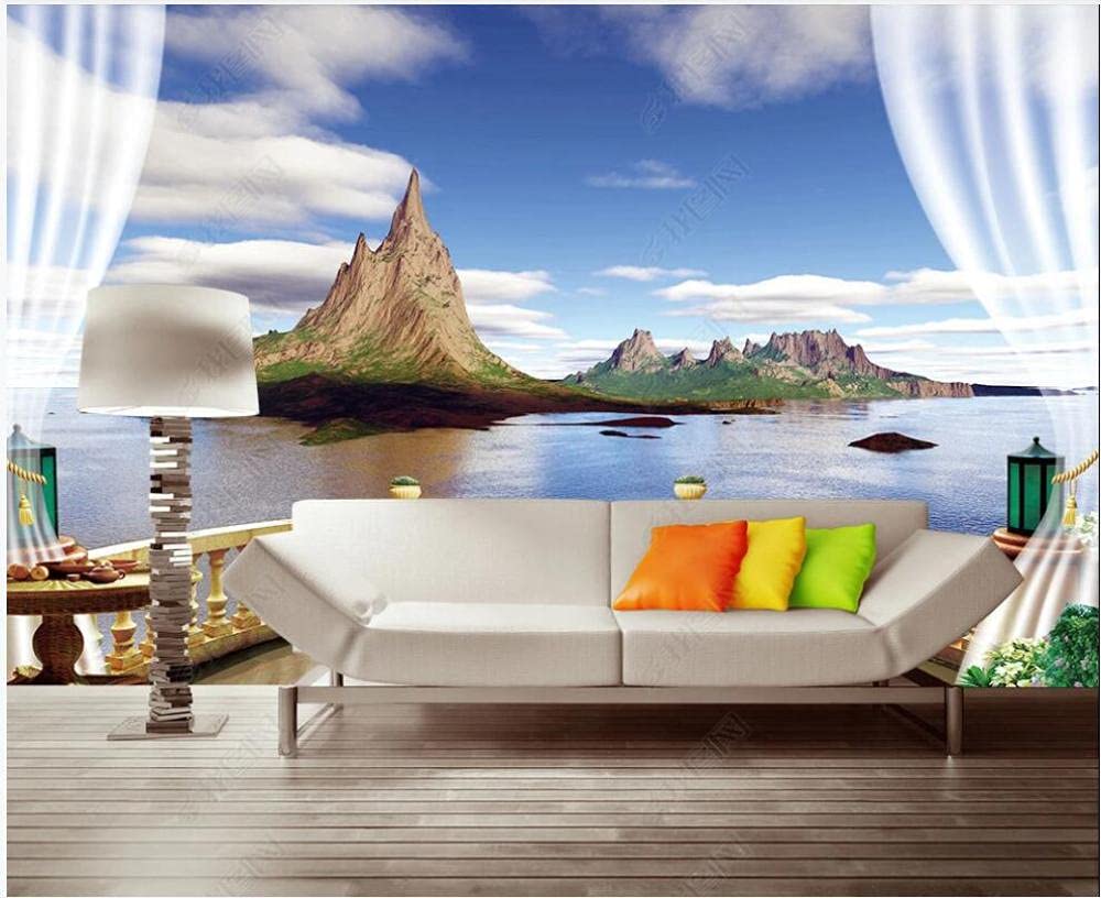 Papier peint photo 3D mer paysage île balcon salon 300x210