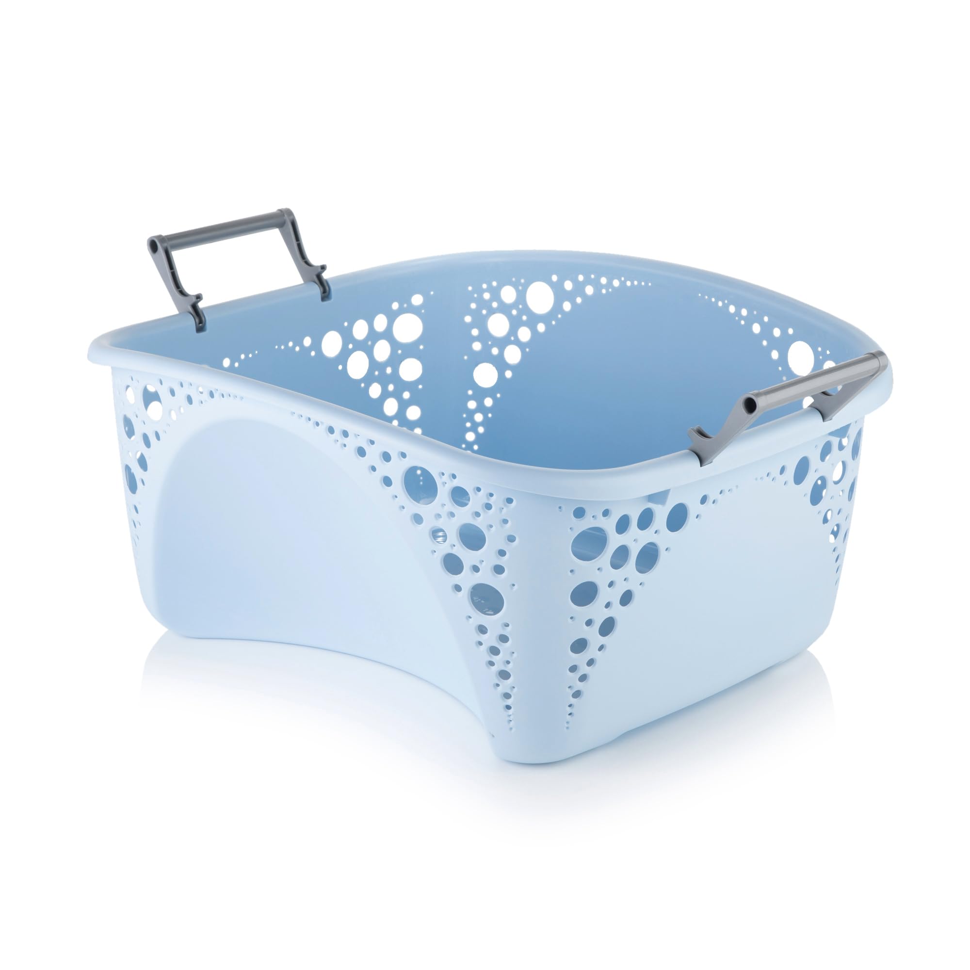 Minky Slate Blue 40L Stackable Laundry Basket, Stackable Washing Basket, Sturdy Foldable Handles, Easy Carry Hip Fit, Multipurpose & Durable Laundry Baskets, Made In The Uk