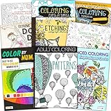 Adult Coloring Book Bundle with 8 Deluxe Coloring Books for Adults and Teens (Over 250 Stress...