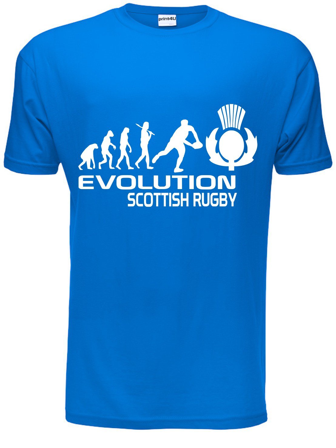 Print4u Unisex Blue Evolution Of Scottish Rugby Mens T-Shirt Birthday Gift Extra Large
