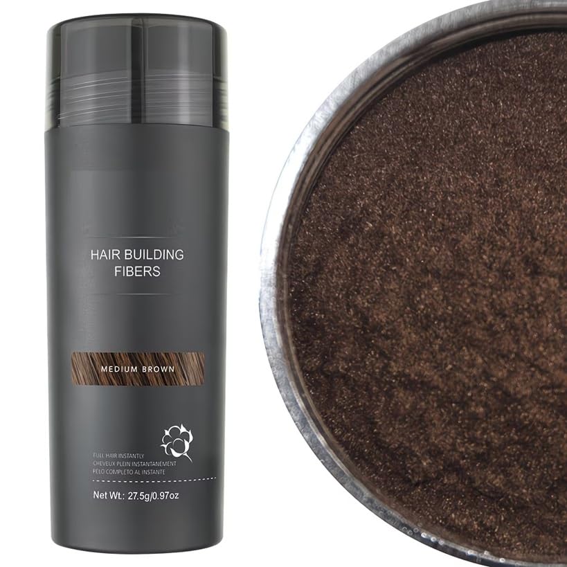 Hair Building Fibers | 27.5g / 0.97oz | Pack of 2 (Medium Brown)