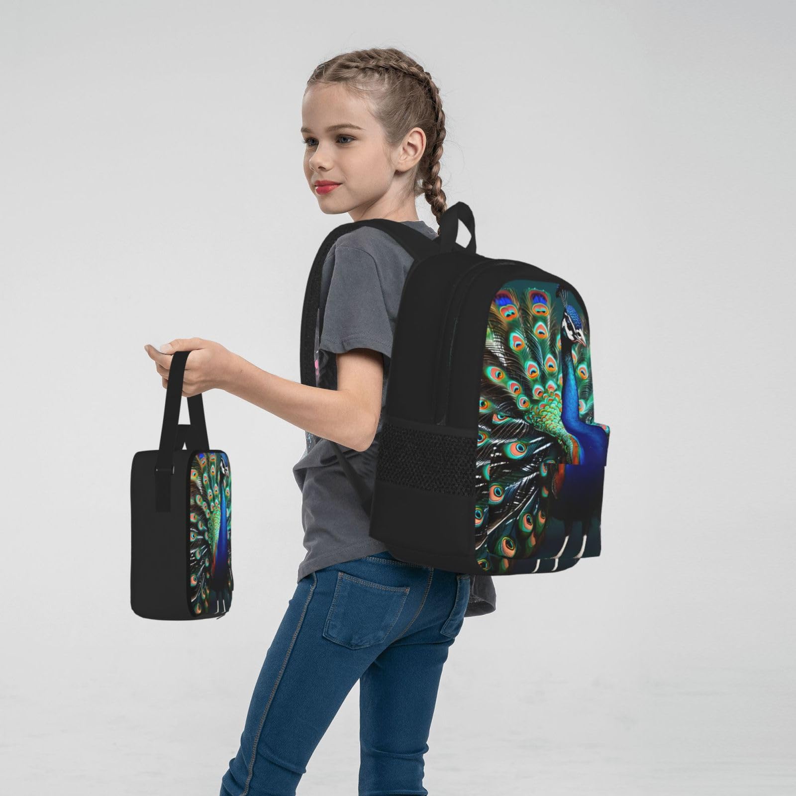 Zaino, borsa portapranzo, astuccio, set da 3 pezzi, per lavoro e