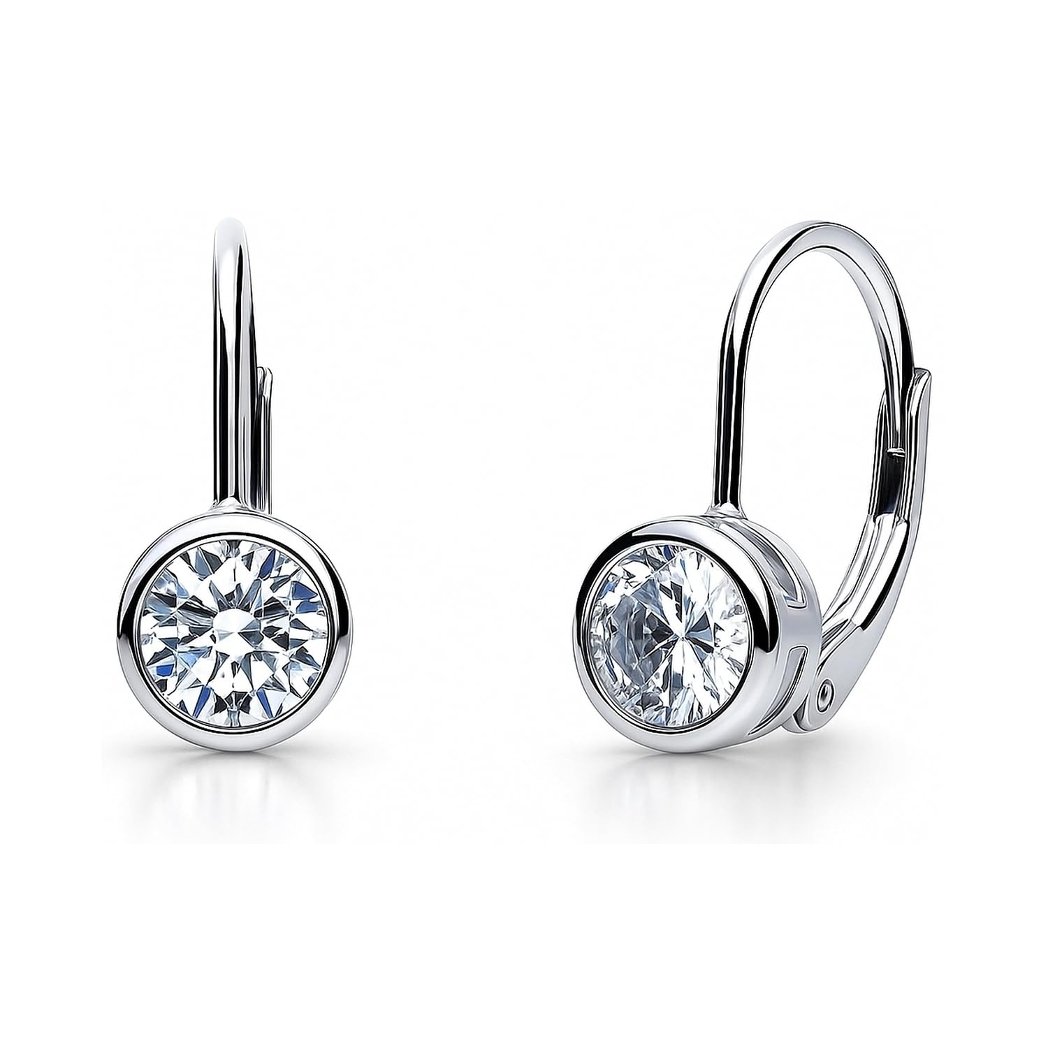 BERRICLE Sterling Silver CZ Solitaire Cubic Zirconia Leverback Drop Dangle Earrings for Women Asscher Bezel Cushion Emerald Princess