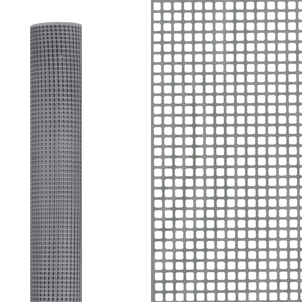 acquaverde | Rete Quadra Protettiva Argento h. 1 Mt, in Plastica, Maglia 10x10 mm, Protezione per Balcone, Recinzioni, Giardino, Cancello con Fascette - Ideale per Barriera Gatti, Cani (1x50 mt)