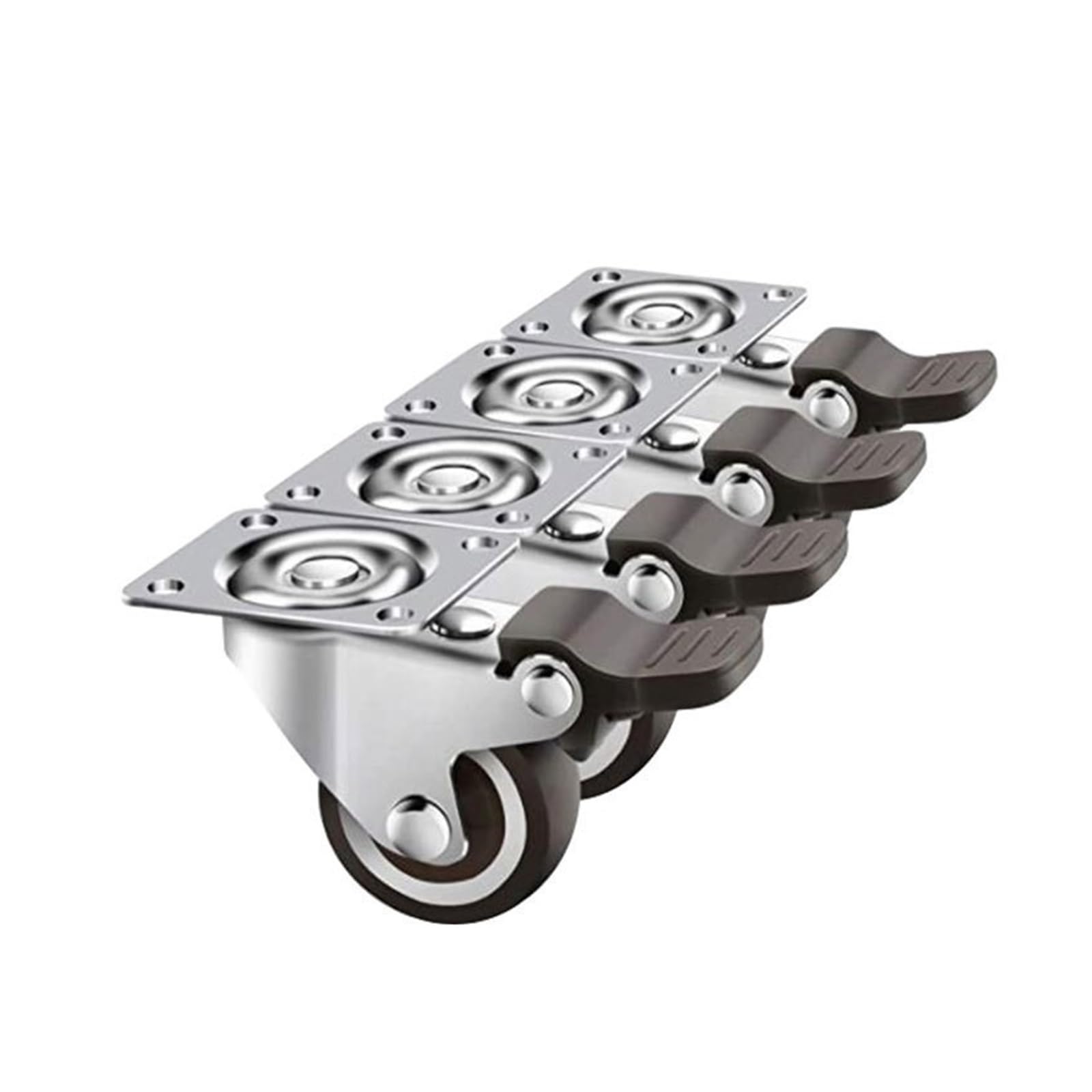 MXXDMOPD 5 PCS/2 Inch Silent Heavy Duty PU Swivel Casters and Flatbed Trolley Steerable Casters/Trailer Wheels with Brakes