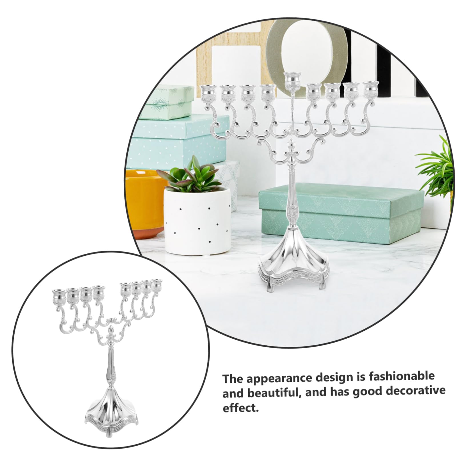 Candelabro da Tavolo 9 Bracci in Lega Decorativo per Matrimonio Casa Raffinata