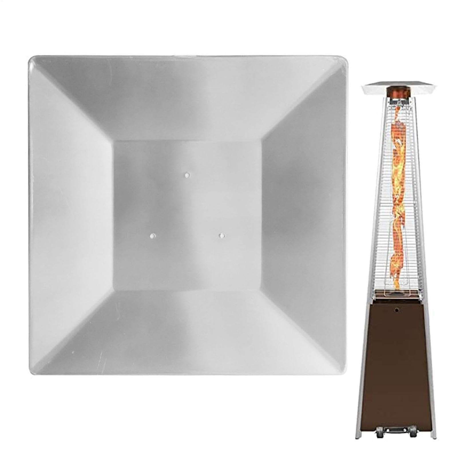 Réflecteur De Chaleur – 47x47cm Aluminium | Couvercle Supérieur Parasol Chauffant | Déflecteur Pyramide 4 Faces Remplacement Anti-Pluie Inoxydable Extérieur Matériel Distribution Pro