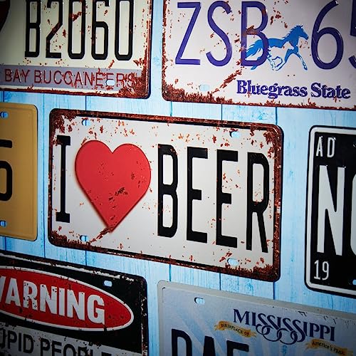 Image of I Love Beer Multipurpose Metal Signs - License Wall Plate, Decorative Car Tag - Ideal for Cafe, Restaurant, Shop, Home, Hotel, Club, Office, Living Area