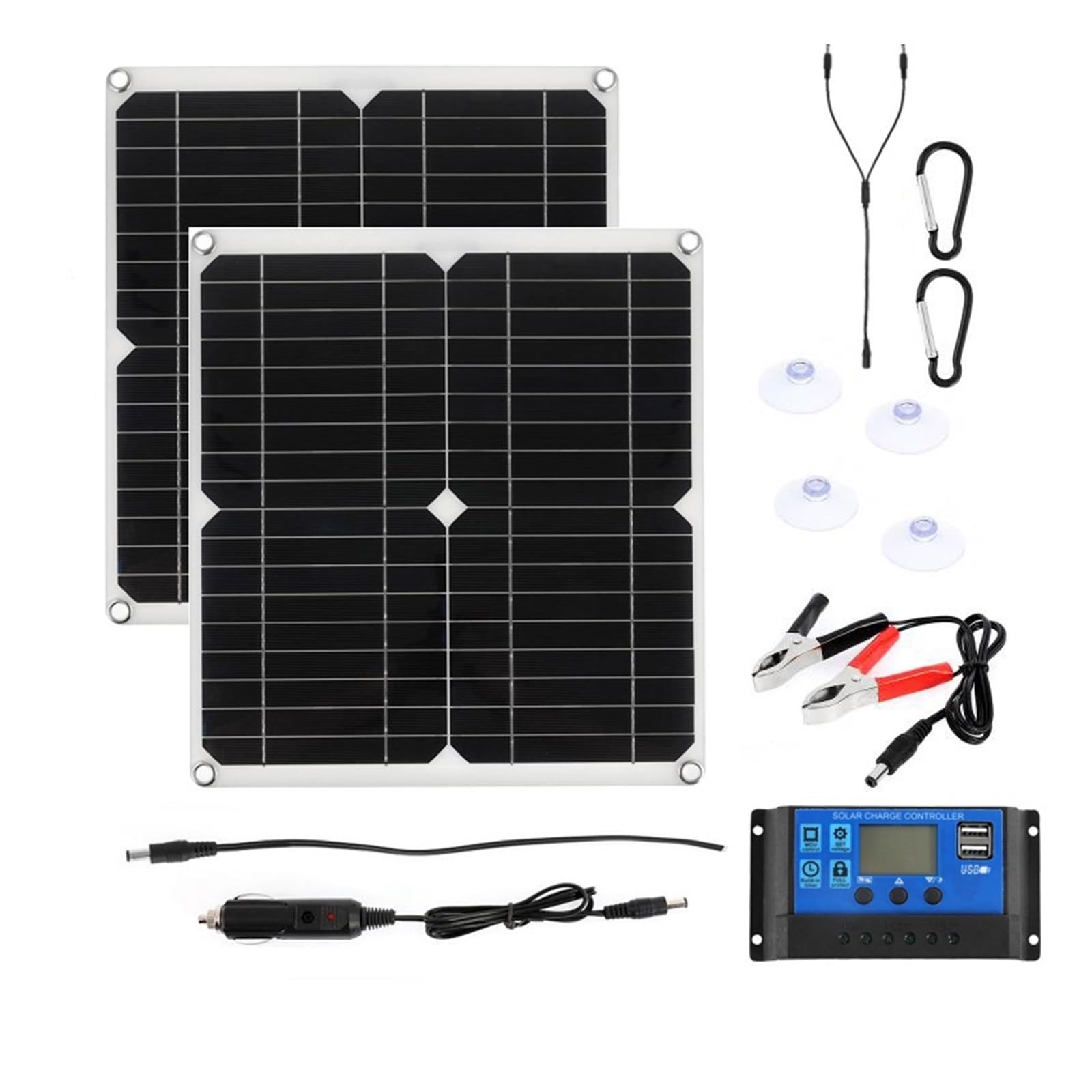 100W Panel słoneczny Dual USB z kontrolerem Wodoodporne ogniwa słoneczne Poli do samochodu Yacht RV Ładowarka Idealny Wynik(2pcs panel)
