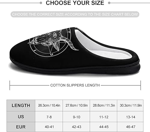 Miniatura 2 de Pentagram with Demon Baphomet Satanic Goat - Pantuflas de algodón para hombre, de espuma viscoelástica suave, para interiores y exteriores
