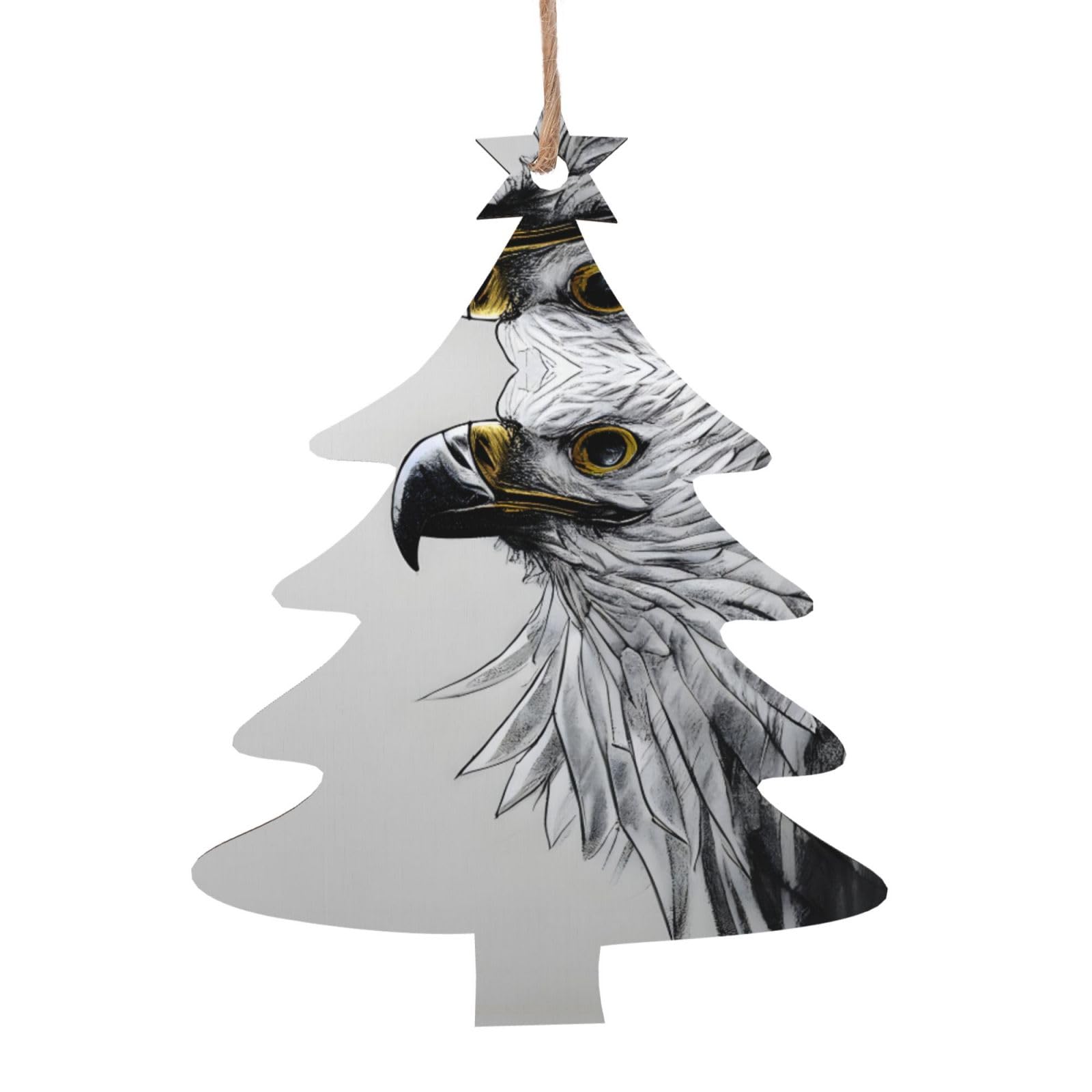 Sketching an Eagle Lot de 6 décorations de Noël scandinaves en bois naturel pour sapin de Noël rustique et confortable
