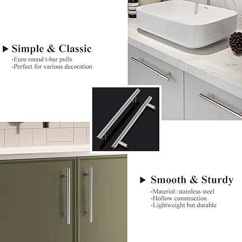 Miniatura 154 de Probrico - Paquete de 20 manijas planas negras modernas para cajones, manijas de cocina, armario europeo, tirador en T para tocador - Centros
