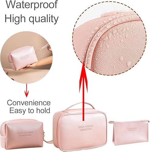 Miniatura 3 de Bolsa de maquillaje 3 unids impermeable bolsa de cosméticos portátil viaje bolsa de cosméticos multifunción organizador bolsa de almacenamiento