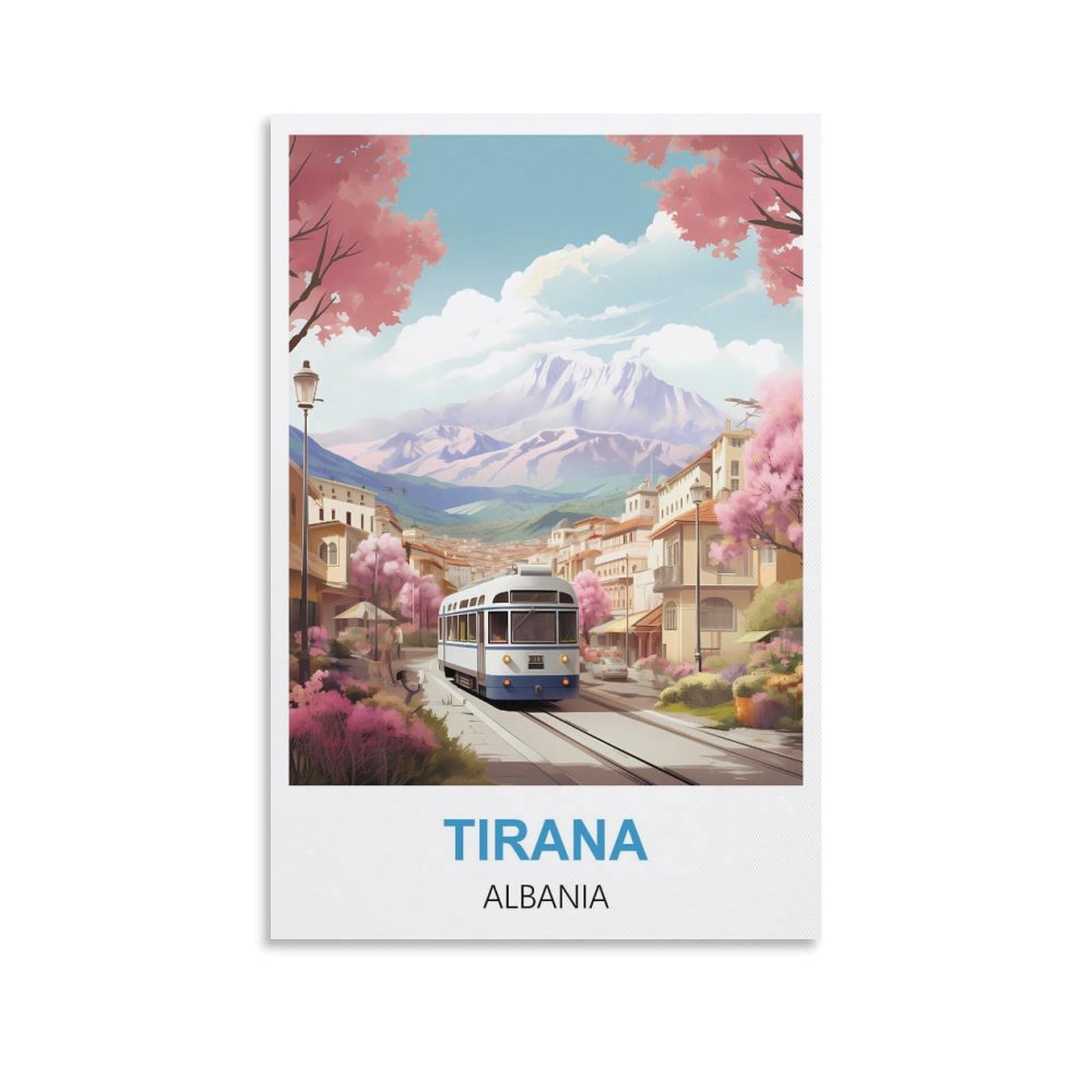Lolwnni Unframe-Style Tirana Albania Vintage Travel Poster 12X18inch(30X45cm) Canvas Wall Art Print Picture Paintings For Living Room Bedroom Decor
