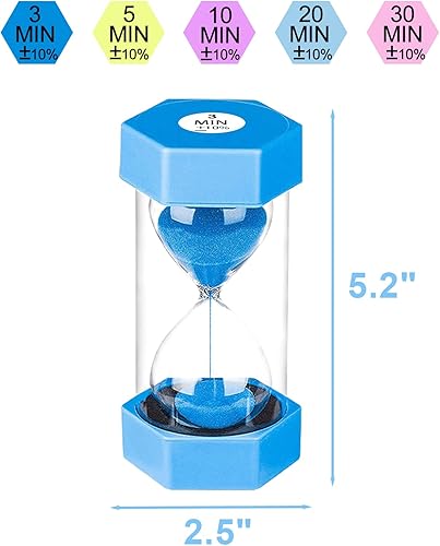 Miniatura 6 de SuLiao Temporizadores de arena de reloj de arena para niños, reloj de arena acrílica de 1351030 minutos, reloj de arena de plástico colorido para