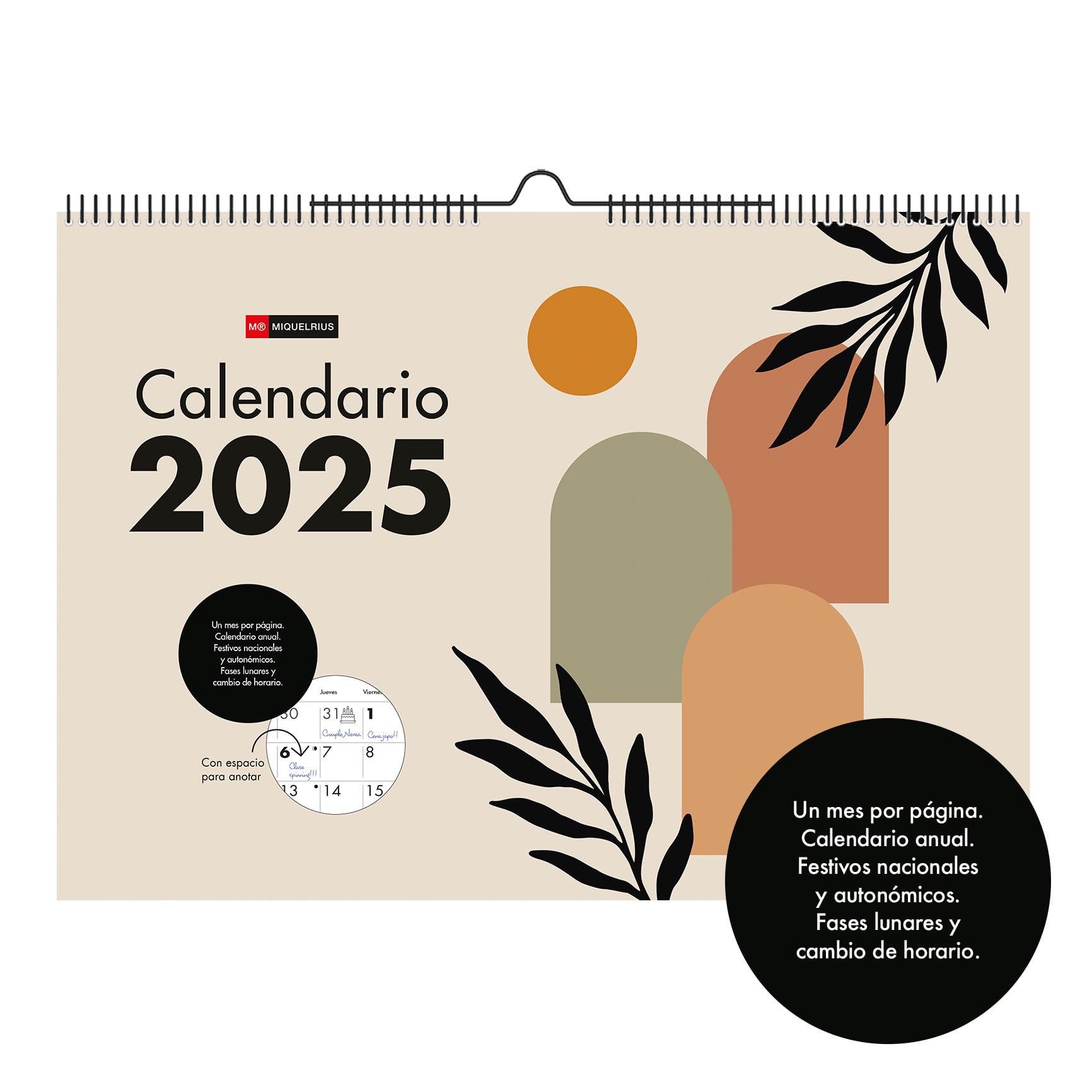 Miquelrius, 2025 Wall Calendar, A3 Calendar: 420 x 296 mm, with note space, 2025 calendar, double spiral binding - Image 2