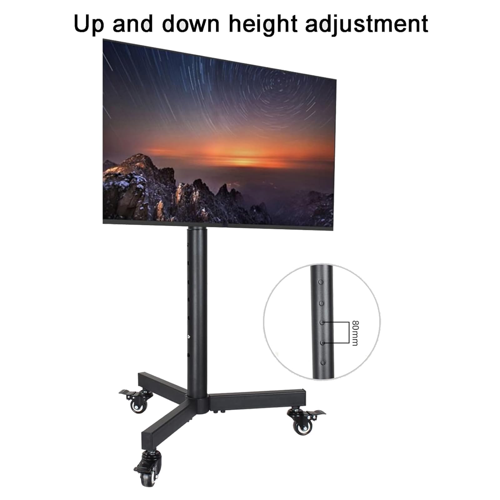 Carrello Porta TV Mobile con Ruote - Supporto da Pavimento per TV LCD, Supporto da Pavimento Portatile Regolabile in Altezza per TV da 14-32 Pollici, Portata 30 kg/,