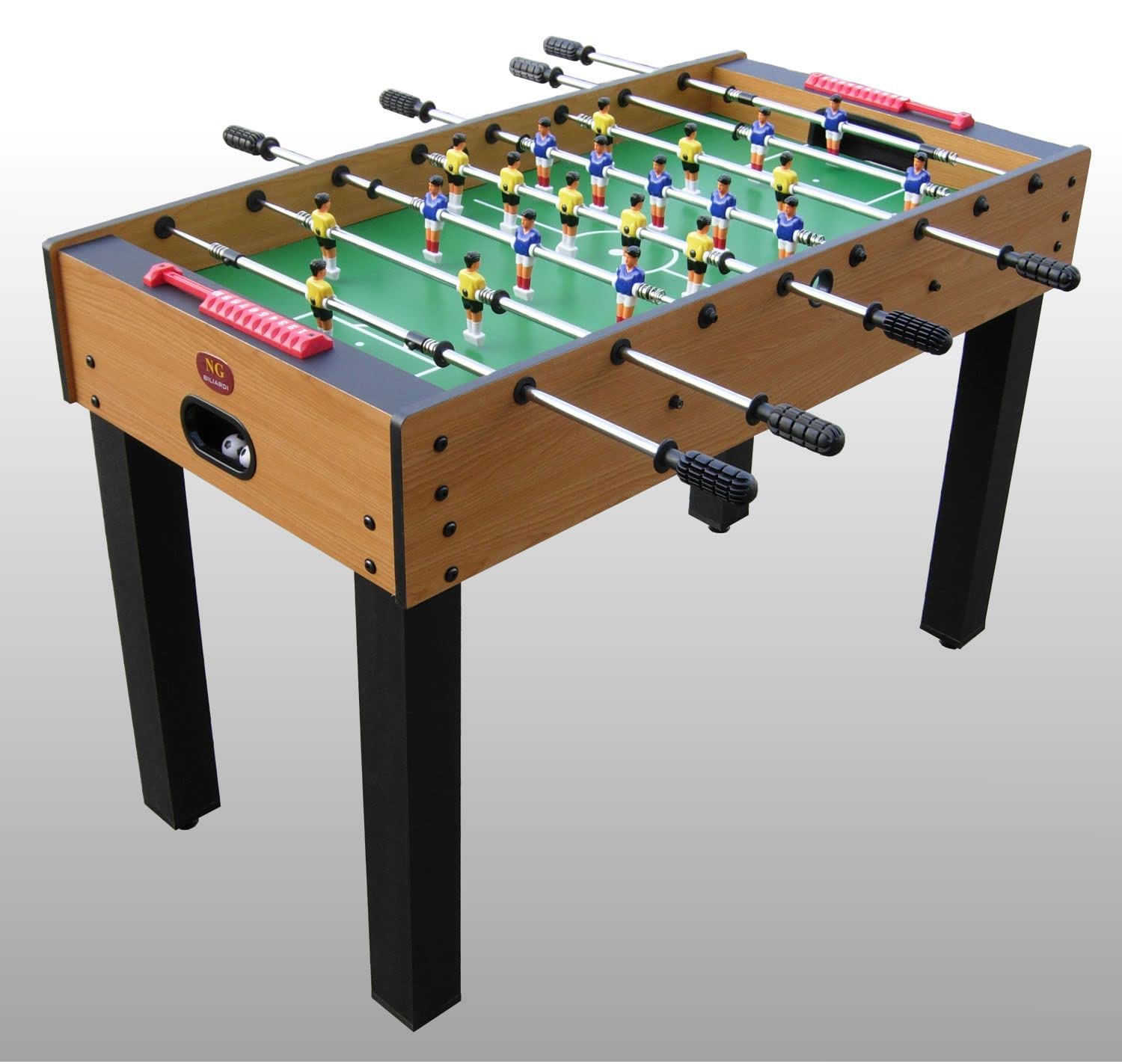 Calcio Balilla STADIO in Legno - Disponibile con Aste Telescopiche o Aste Uscenti, 123 cm x 63 cm x 82 cm per Bambini e Adulti, Completo di Accessori