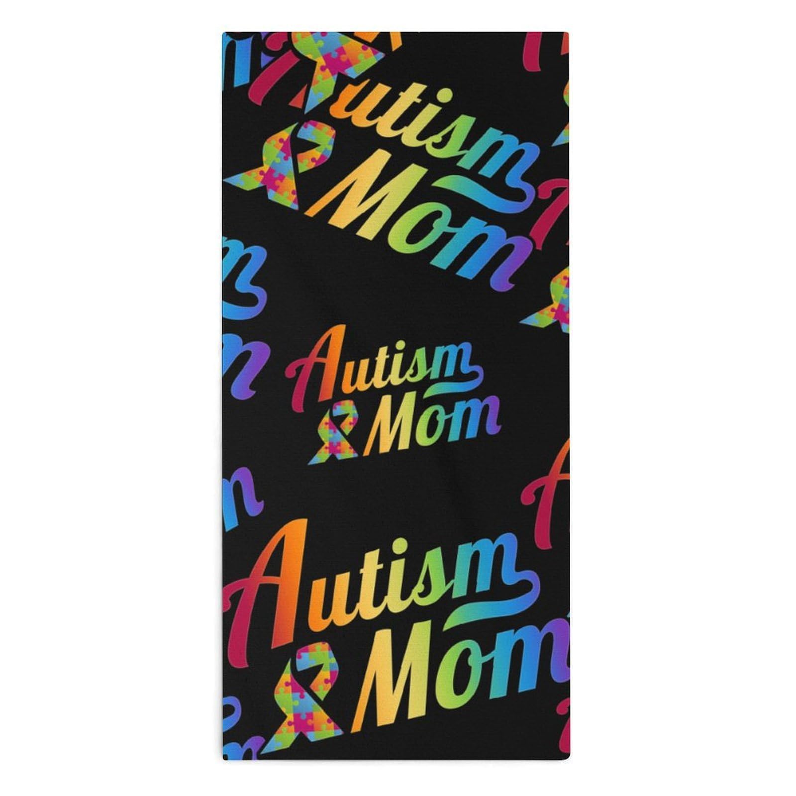 NCLQVJXZKHW Autism Ribbon Mom Hand Towels Soft Face Towel Gym Bathroom Travel Hotel 13"x28"