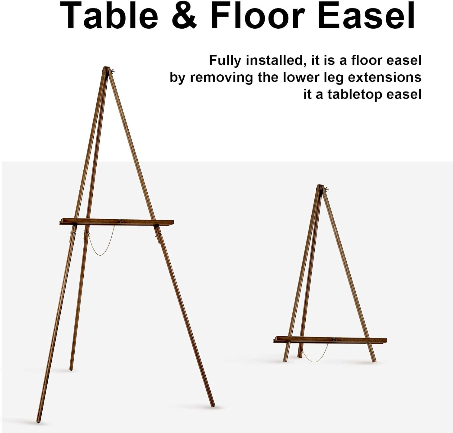 Falling in Art 65" A-Frame Tripod Easel Stand, Wooden Display Easel with Adjustable Canvas Holder, Floor Easel for Wedding Signs, Posters, Paintings, Artwork(Brown)