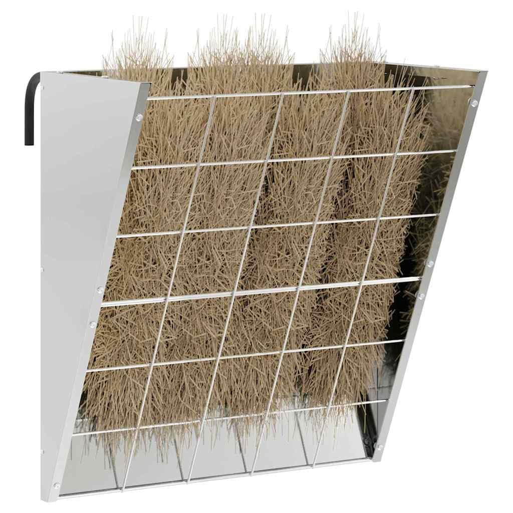 vidaXL Râtelier à Foin Suspendu Argent 61 x 33 x 66 cm Acier galvanisé, Jardin et Terrasse, Solution Moderne d'alimentation pour Animaux, Suspendue Durable, Soins en Plein Air