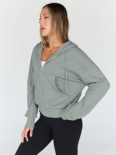 Miniatura 3 de Trendy Queen Sudaderas con capucha para mujer, con cremallera completa, sudaderas recortadas, chaquetas informales, cómodas, para gimnasio, trajes