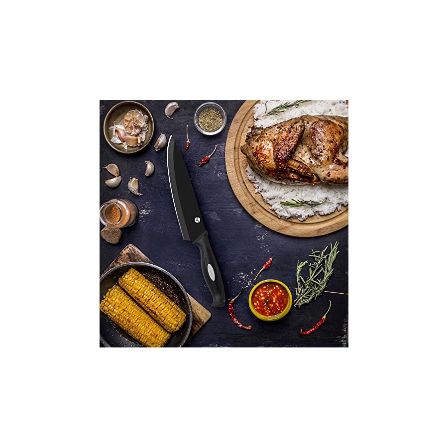 Vremi-10-Piece-Black-Knife-Set-5-Kitchen-Knives-with-5-Knife-Sheath-Covers-Chef-Knife-Sets-with-Carving-Serrated-Utility-Chefs-and-Paring-Knives-Magnetic-Knife-Set-with-Matching-Black-Case Vremi 10 Piece Black Knife Set - 5 Kitchen Knives with 5 Knife Sheath Covers - Chef Knife Sets with Carving Serrated Utility Chef's and Paring Knives - Magnetic Knife Set with Matching Black Case