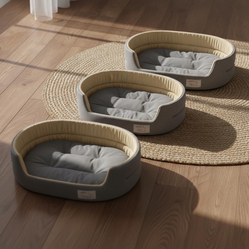 Cama elevada para s y s, cojín Lavable y Alta Elasticidad, Cama ortopedica para s, Gris Espacial Oscuro con Valla elevada (Cama + cojín), 2XL (90 * 70 cm)