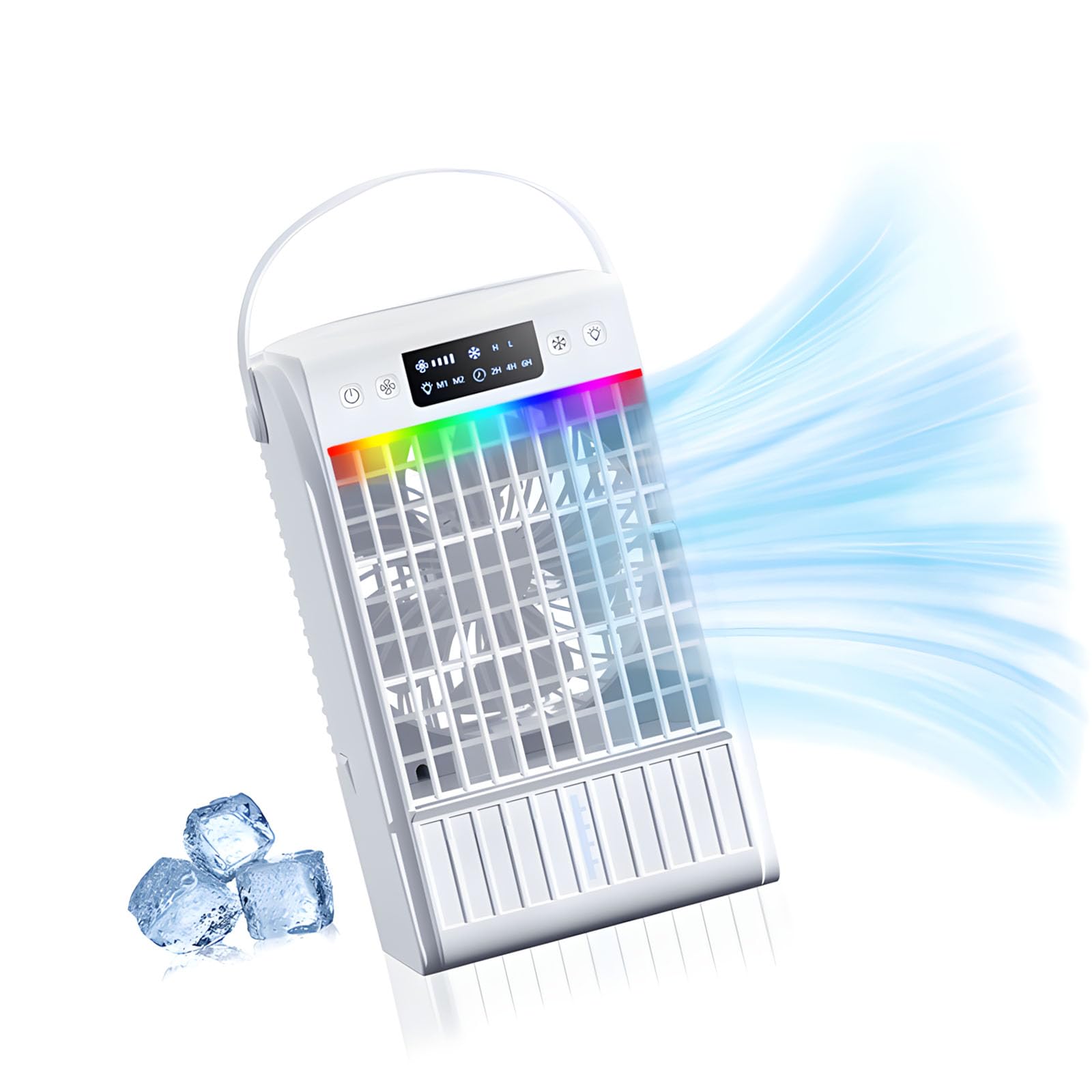 Ventilador portátil de aire acondicionado de escritorio, potente enfriador de aire evaporativo de 1500 ml, enfriador personal silencioso para el hogar, oficinas, dormitorios