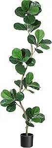 GAOMON 6FT Artificial Fiddle Leaf Fig Tree in Black Nursery Pot,Faux Potted Tree for Home Decor, Fake Rubber Tree for Indoor Office Living Room