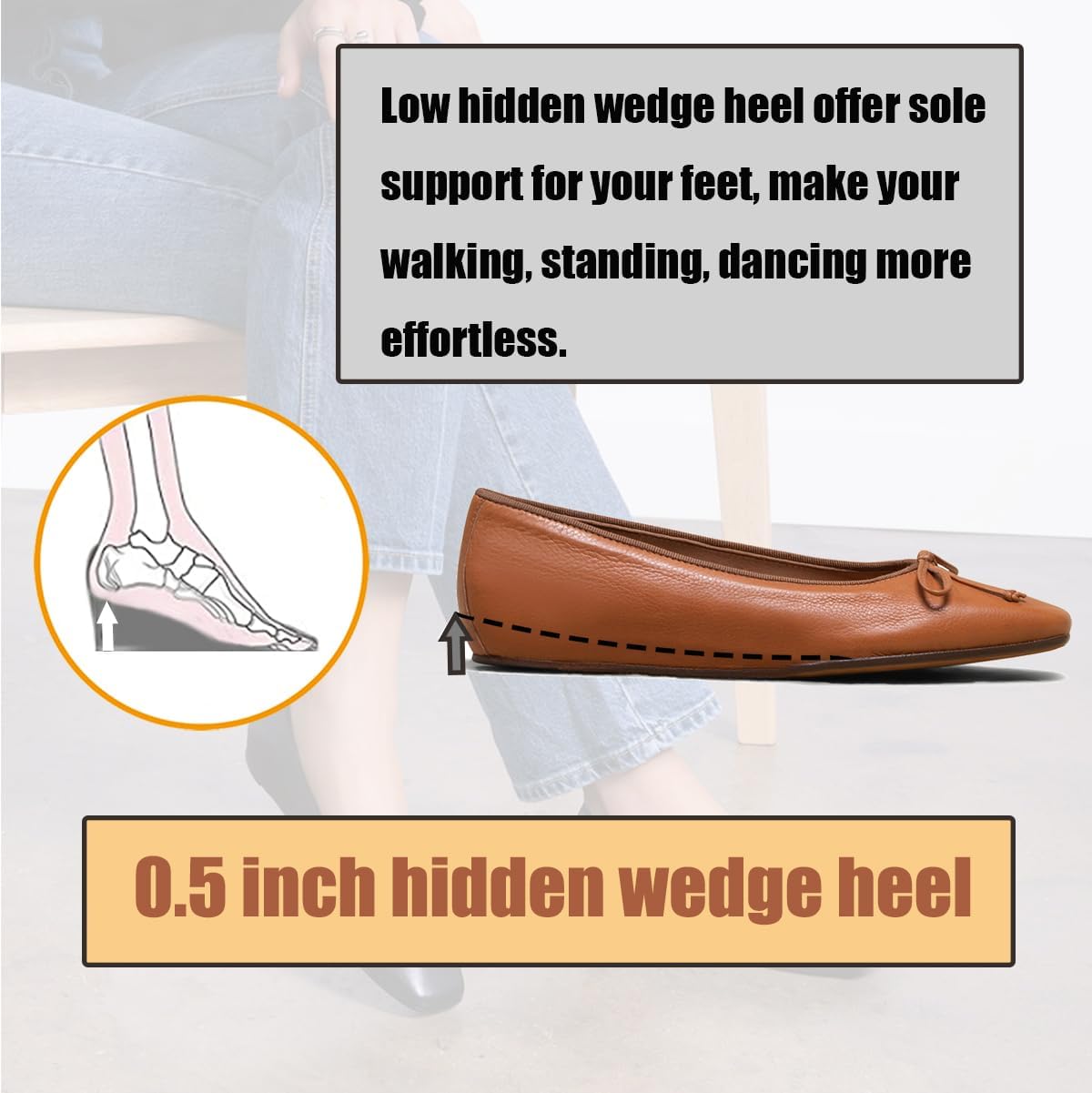 SHODENSE Women Flats Shoes Bow Square Closed Toe Ballet Flats Slip On Metallic Flat Shoe Matte Patent Leather Snakeskin Low Hidden Wedge Heel Office Work Shoes Driving Flats Club Church Fall 4-11 M US - Image 4