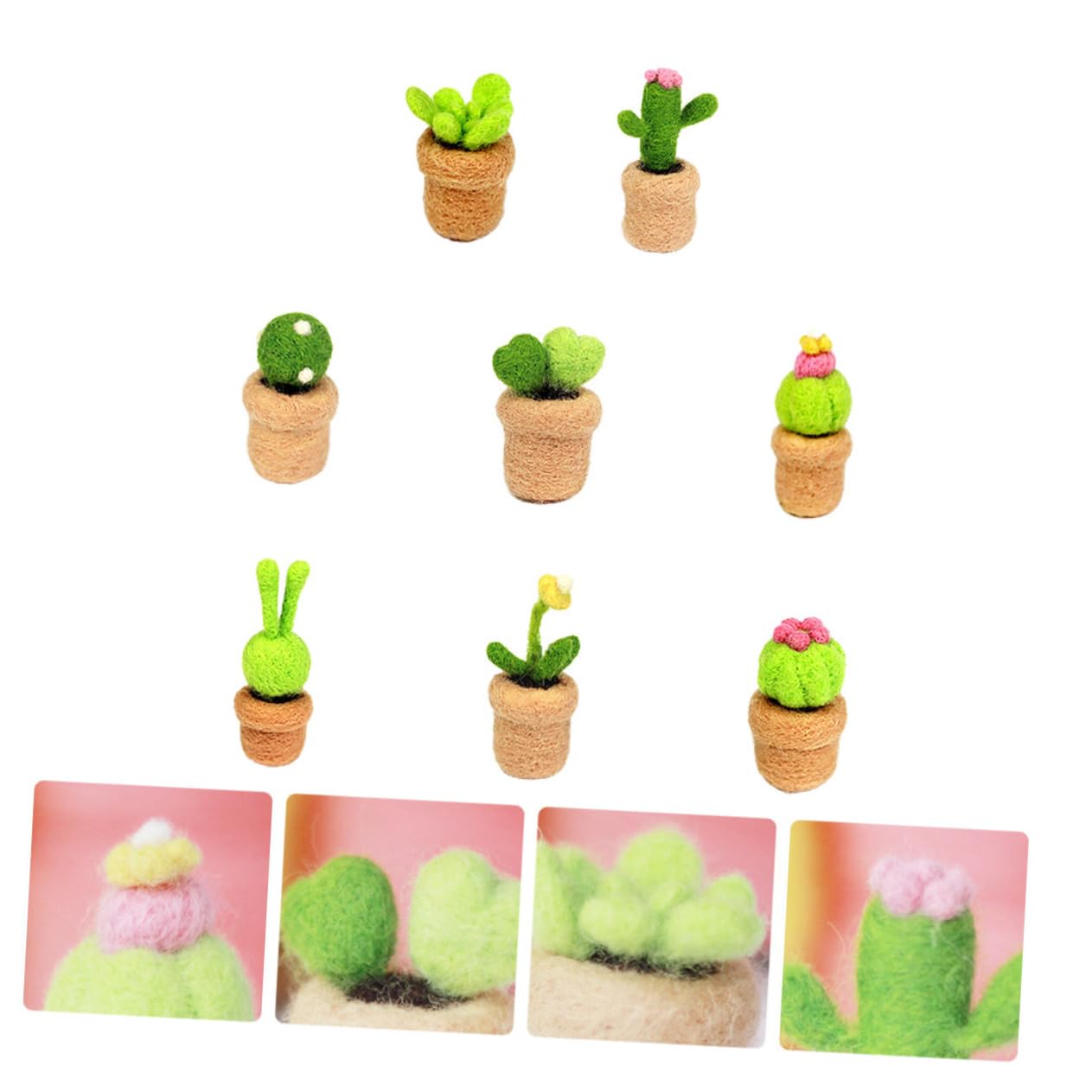 DIYEAH 16piezas Material De Fieltro De Para De Decoración De Cactus Lana Kit De Manualidades Para Principiantes y Entusiastas Del Fieltro