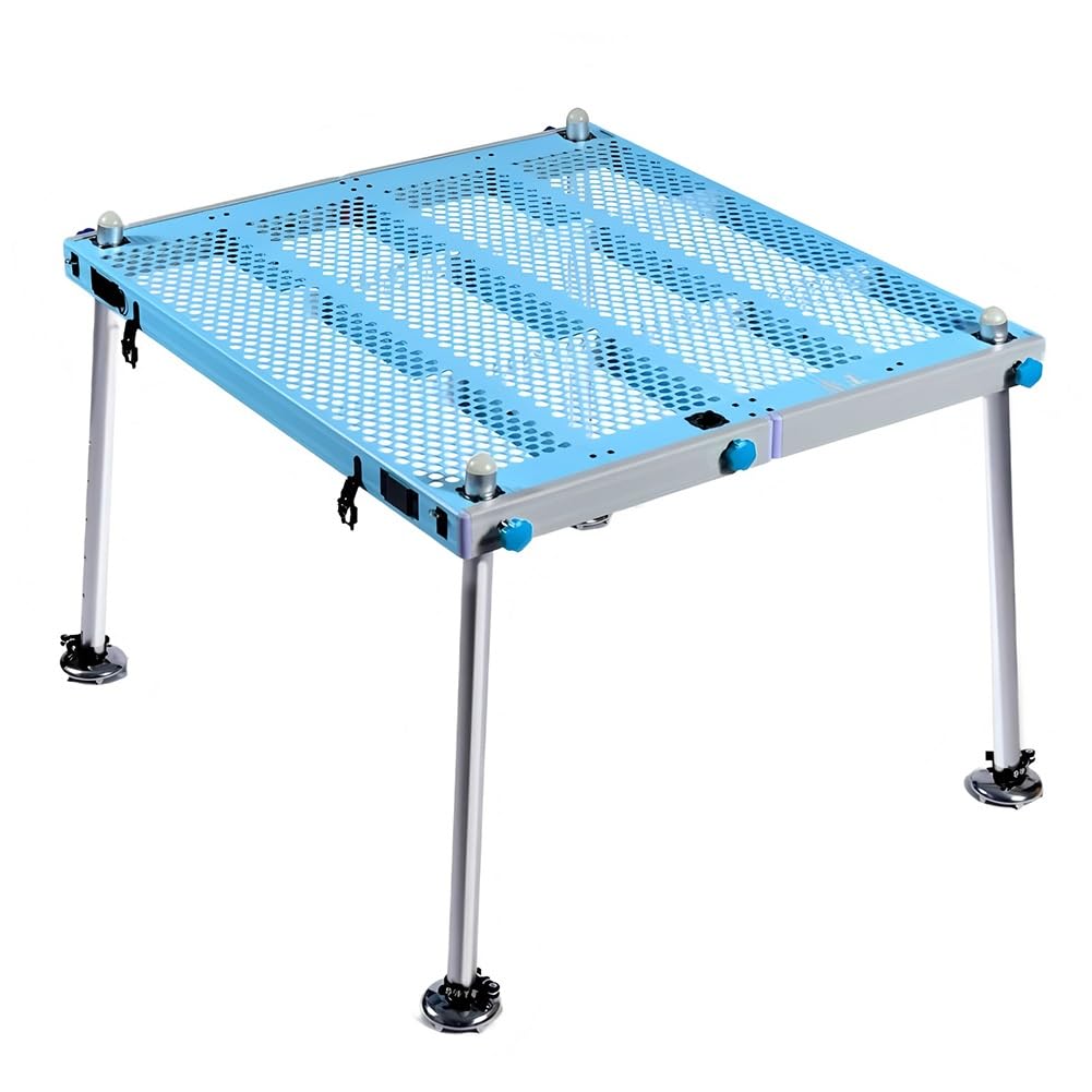 Przenośna stacja dokująca platformy wędkarskiej, regulowane nogi, gotowa do głębokiej wody, otwór na parasol nad jeziorem, składana konstrukcja, 100 x 100 cm (3,3 x 3,3 FT) akcesoria wędkarskie