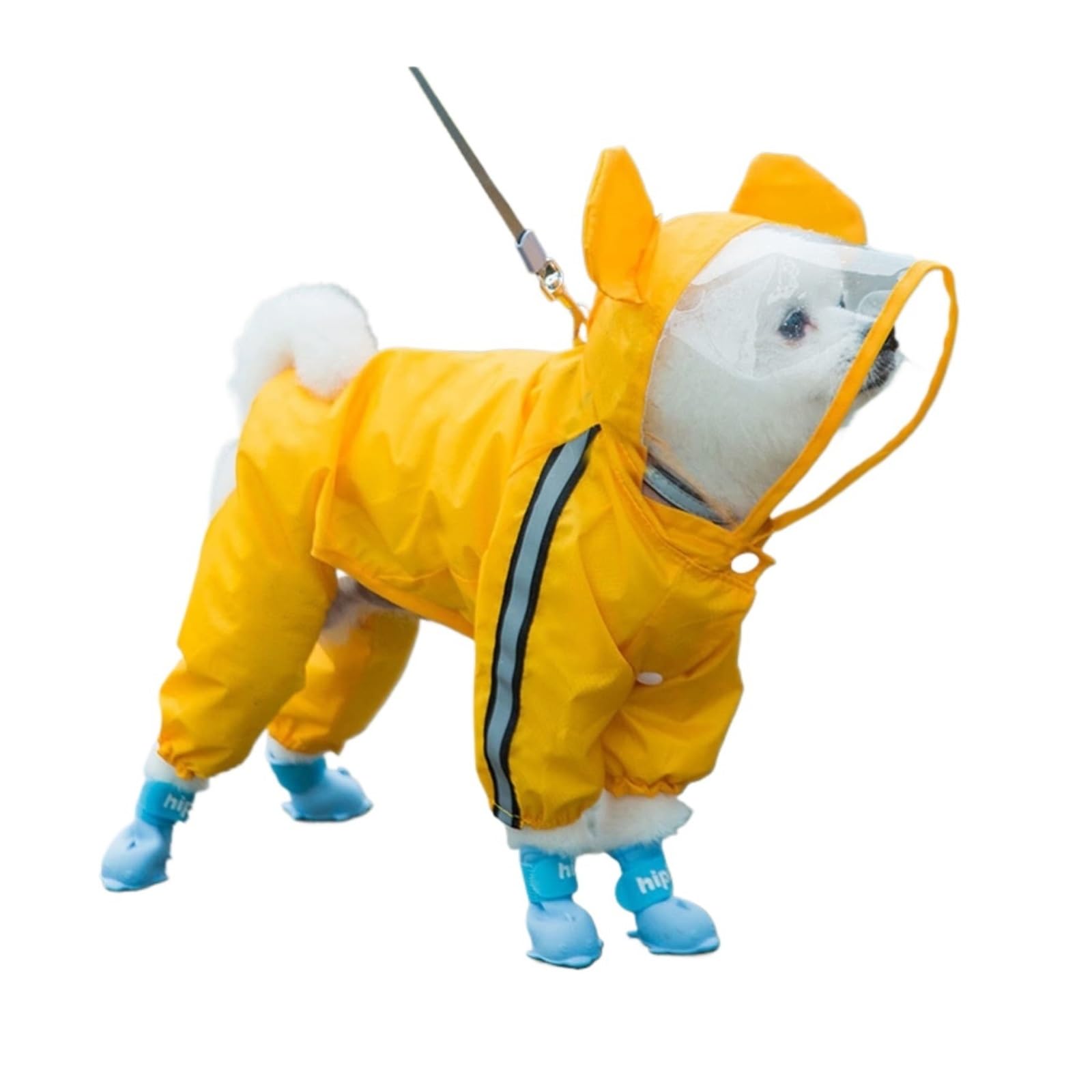 Manteau de pluie imperméable pour chien avec capuche pour chiens de petite et moyenne taille avec sangle réfléchissante Ours jaune Taille M (taille XS)