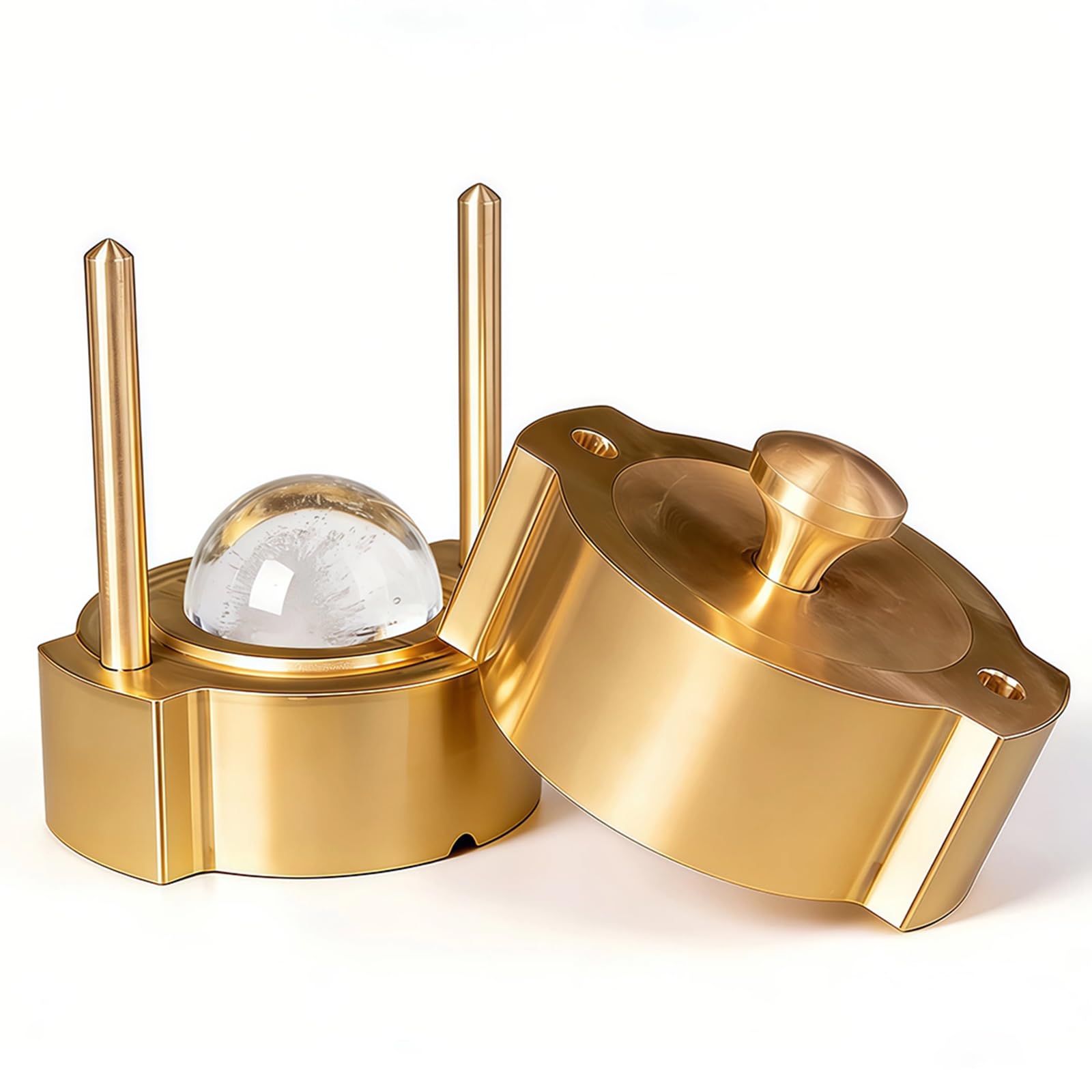 Kit para Hacer Bolas De Hielo, Moldes De Latón Resistentes para Enfriar Whisky Y Cócteles, Compresión Rápida, Ideal para Fiestas, Bares Y Celebraciones En Casa 6cm
