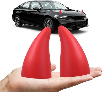 1Pair Cute Devil-Horns Car Sticker,Anti-Collision Protector Bumper Decor for Car,Halloween Car Roof Decoration Bull HornsRED