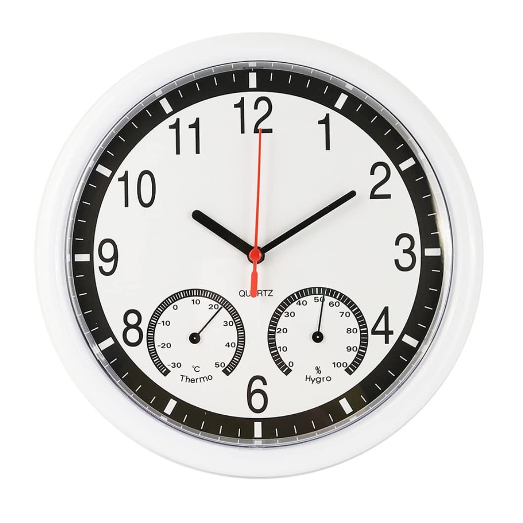 Horloges Murales Pendule Murale Quartz Horloge Murale Silencieux Précis Thermomètre Humidité Intérieur Extérieur Piscine Patio Décor À La Maison Horloge Murale