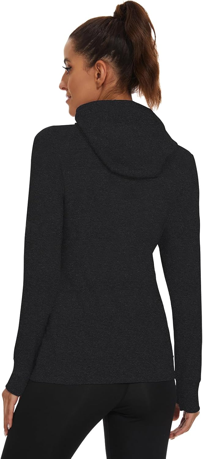 Soneven Women's Running Fleece Sweatshirts Cowl Neck Warm Pullover Hoodie Long Sleeve Thermal Shirt with Pocket - Image 2