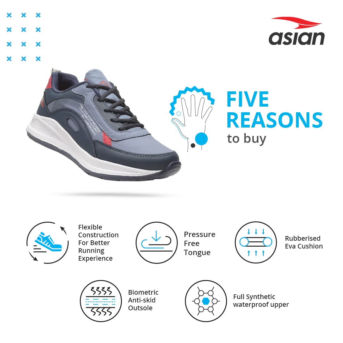 ASIAN Zapatos deportivos impermeables para hombre, para correr, caminar y gimnasio, con cojín extra, ligeros, con cordones, informales, para hombres y niños