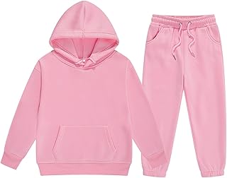 Sudadera con capucha de manga larga genérica para niña, niño y niña, color sólido, cálido, suéter, parte superior, pantalones, traje para niño, traje de niña mediana edad