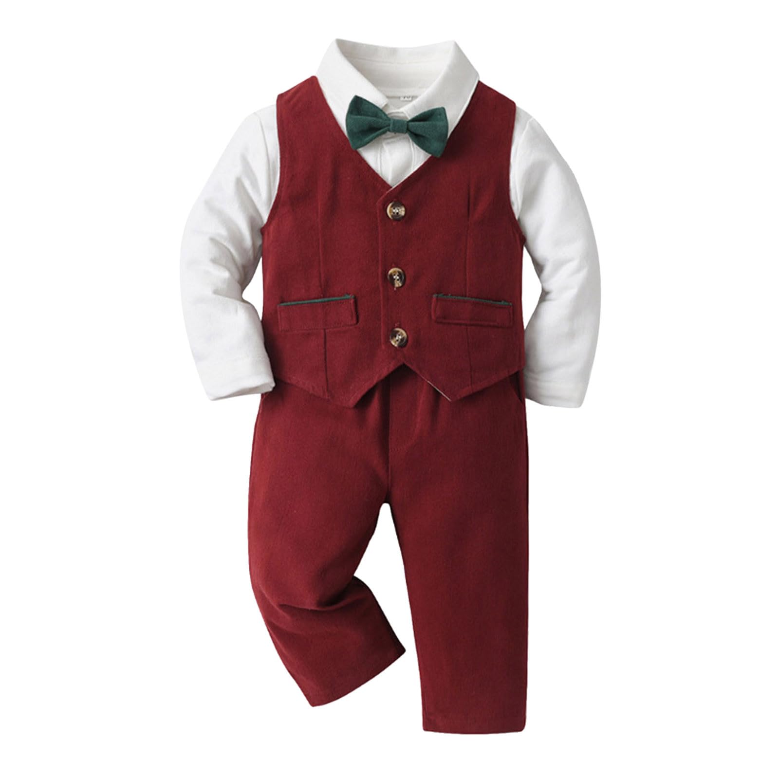 Generico Abiti Bambini, Camicia A Maniche Lunghe Da Bambino Per Neonato, Pagliaccetto, Tuta, Pantaloni, Cappotto Con Cravatta, 4 Pezzi, Da Gentiluomo Per, Asciugatura Rapida