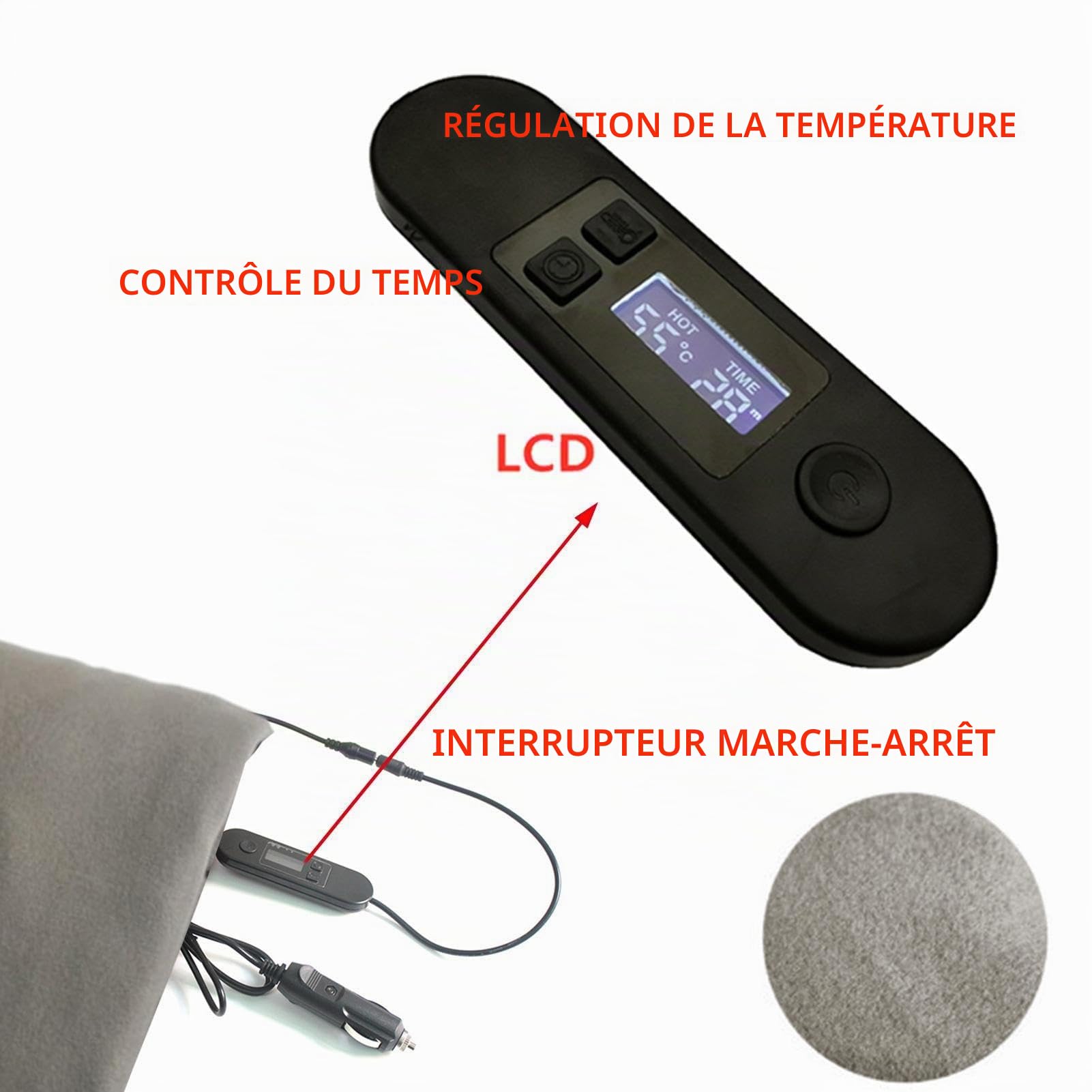 Couverture De Voiture Électrique, Couverture Chauffante Intelligente Avec Minuterie De Contrôle De Température À 5 Vitesses, Couverture De Voyage En Polaire Chauffée De 12 Volts Pour Voiture Car