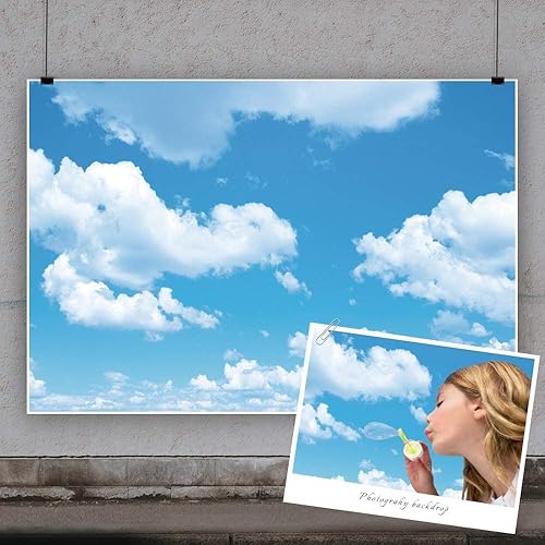 Miniatura 3 de Yeele - Telón de fondo de fotos de cielo azul, nubes blancas de 10 x 8 pies, primavera, sol, cielo, nubes, fondo de fotografía, fondo de fotografía,