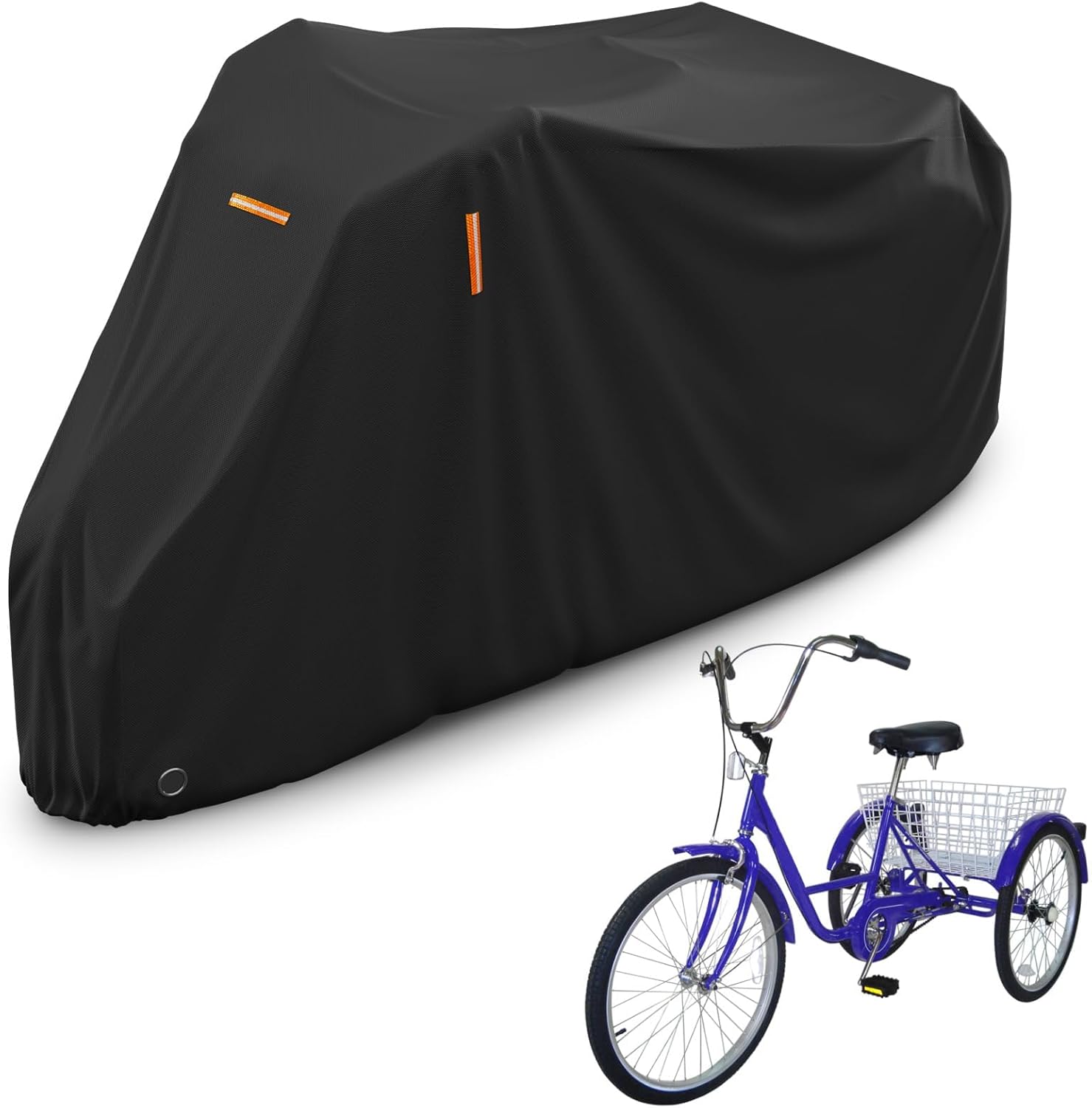 AKEfit Adult Tricycle Cover Electric Tricycle Covers, Bike Covers Outdoor Storage Waterproof, Dustproof Bicycle Cover, Windproof Recumbent Trike Cover Black